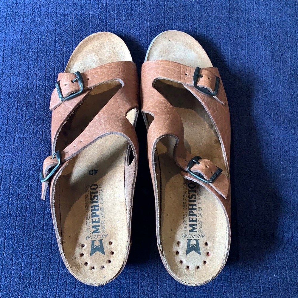 Mephisto Leather Wedge Mules